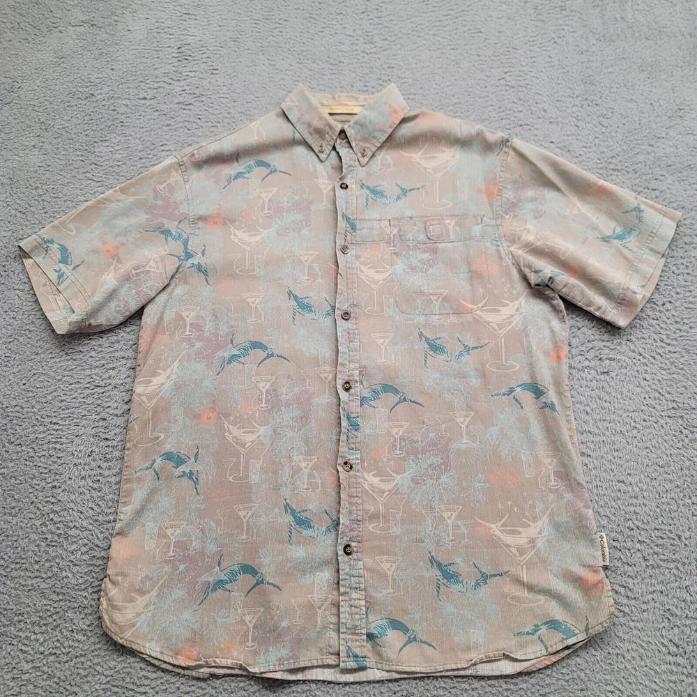 Columbia Shirt Mens Large Tan River Lodge Camp Outdoors Lightweight Fishing